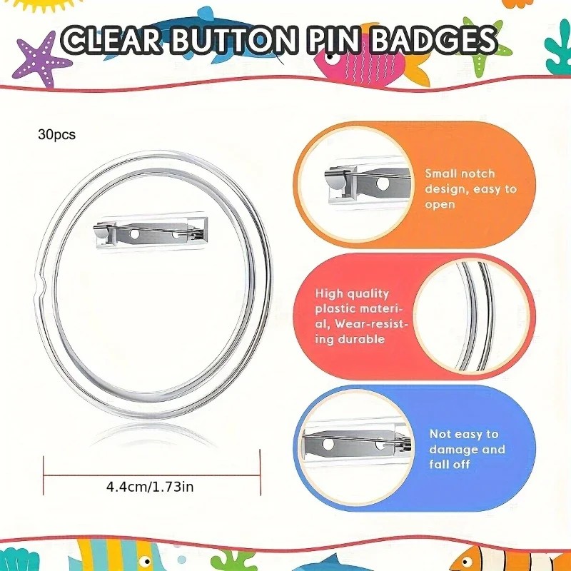 Button Badge Blank - 30 adet akrilik boş rozet iğnesi