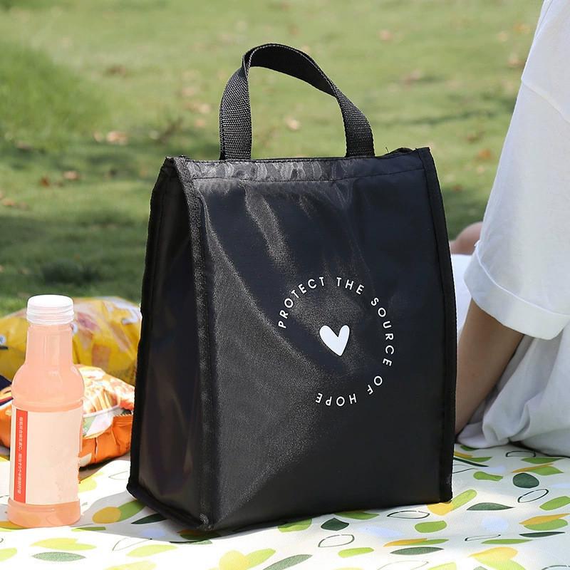 Tote Bag Sublimation - Basit Stil Kalp Desenli Yalıtımlı Öğle