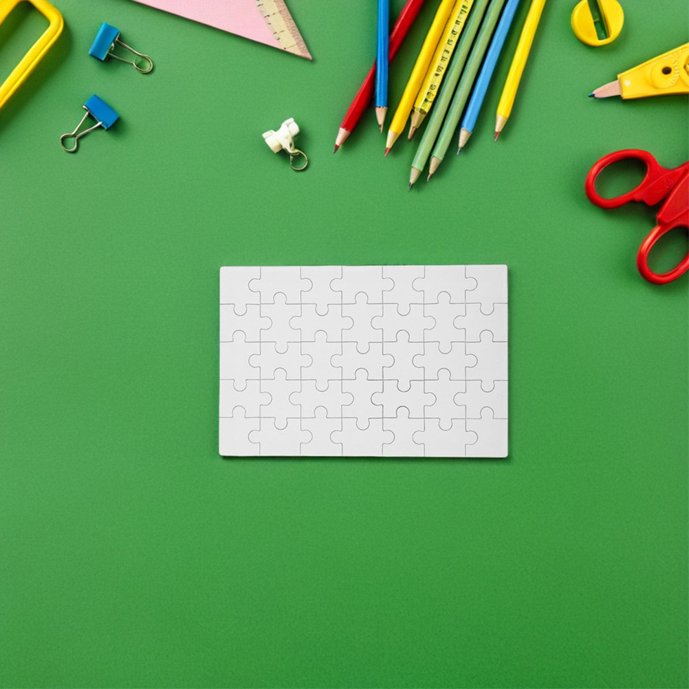 Puzzle Blank White - 12 Parça Beyaz Ahşap Yapboz Parçası,